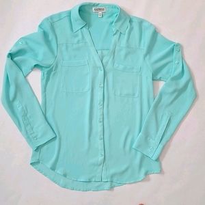 EXPRESS Portofino Convertable Mint Green Blouse